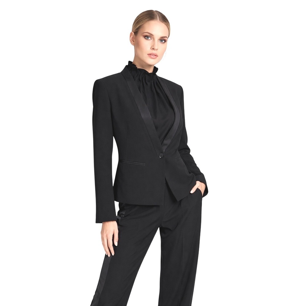 LOFT Black Tuxedo Collar Blazer‎ Jacket Women 6 Shawl Lapel Single Button 89-53